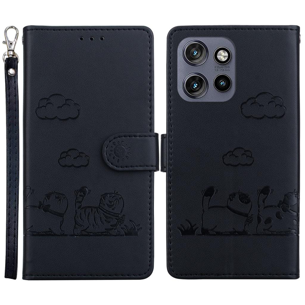 Dla Motorola Edge 50 Neo 5G/Moto S50 5G/Thinkphone 25 5G Etui Blokujące RFID Wzór Kotka TPU+Skóra PU Pokrowiec na Telefon