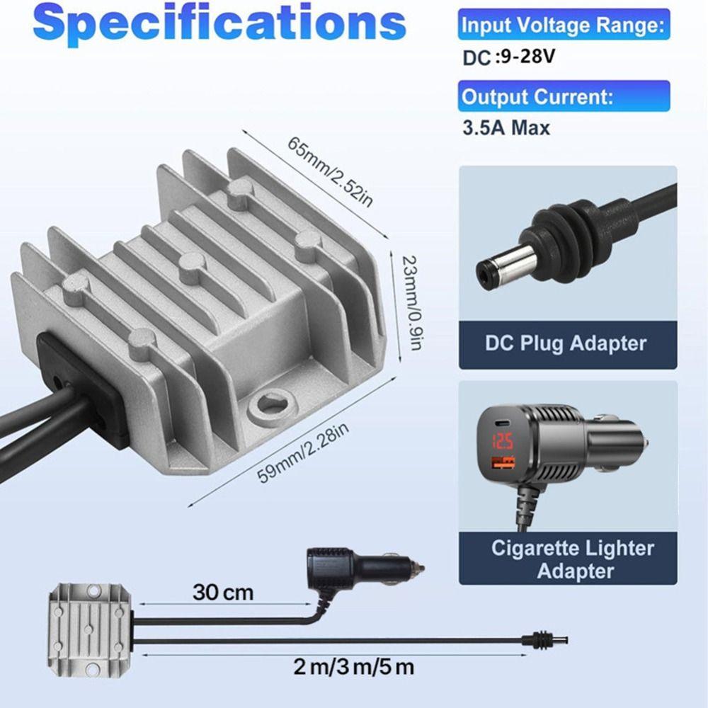 Digital Display DC Power Converter 12V/24V to 30V Car Power Adapter Vehicle Outlet