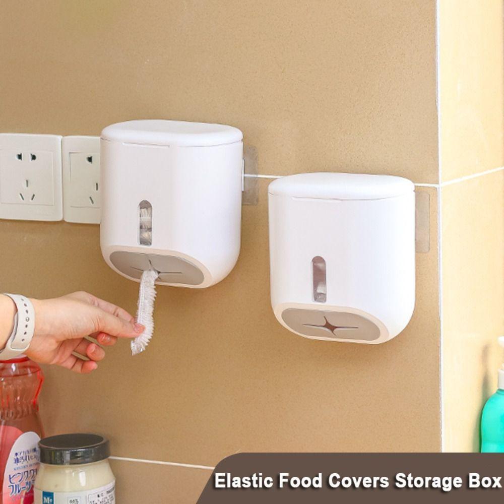 

Dustproof Elastic Food Covers Storage Box Wall Mounted Food Covers Holder білий