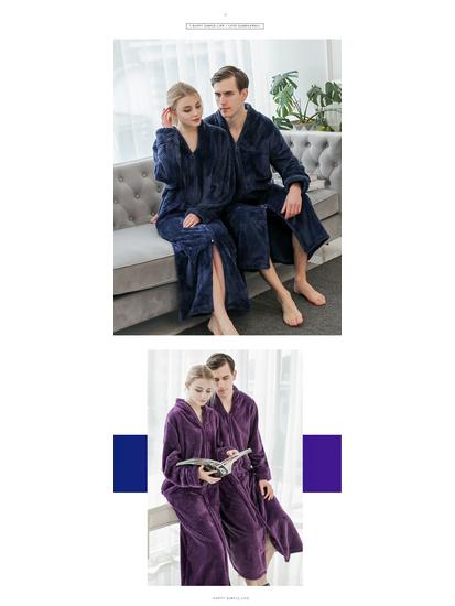 Flanell-Bademantel für Paare: Verdicktes, Überlanges, Übergrößen-Nachthemd für Männer und Frauen