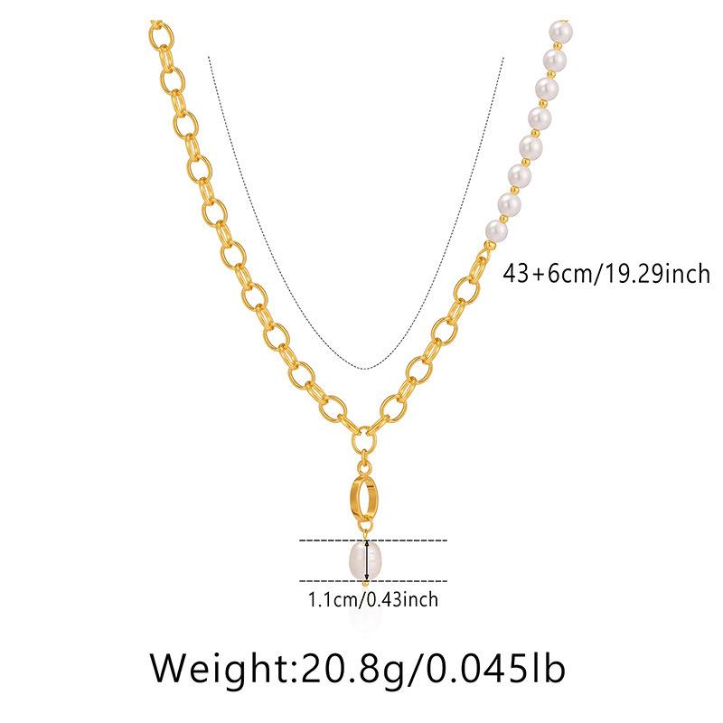 Elegant French Style Interlocking O Chain Pearl Necklace For Women