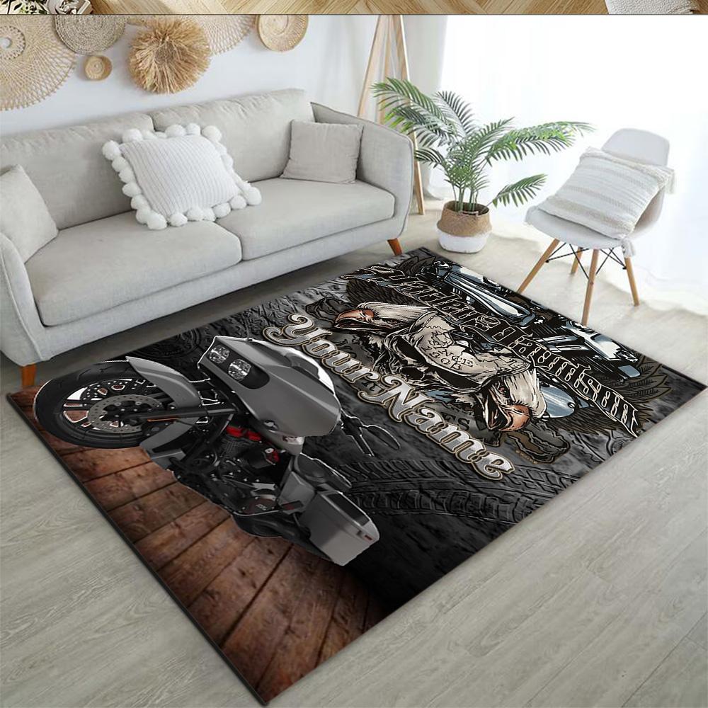 Harley-davidson Motorcycles Personalized Name Area Rug Design for Hallway Decorate room Kitchen Living Rooms Anti-slip Rug Anime Office Decor