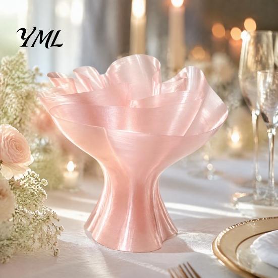 Eco Friendly PLA Material Vase Bouquet Wrap Vase, 3D Printed Translucent Flower Artistic Glossy Centerpiece Silky Table Modern Decorative Vessel