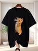 Unisex T Shirt Saluting Orange Cat Graphic Tee Funny Pet Print Short Sleeve O Neck Loose Casual Tops Summer Streetwear