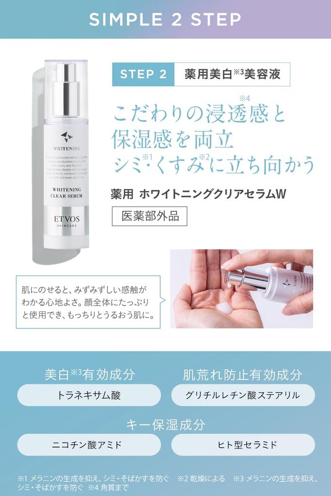 ETVOS Medicated Whitening Clear Serum W [Quasi-drug] 50ml (Beauty serum, whitening, for sensitive skin, contains tranexamic acid)