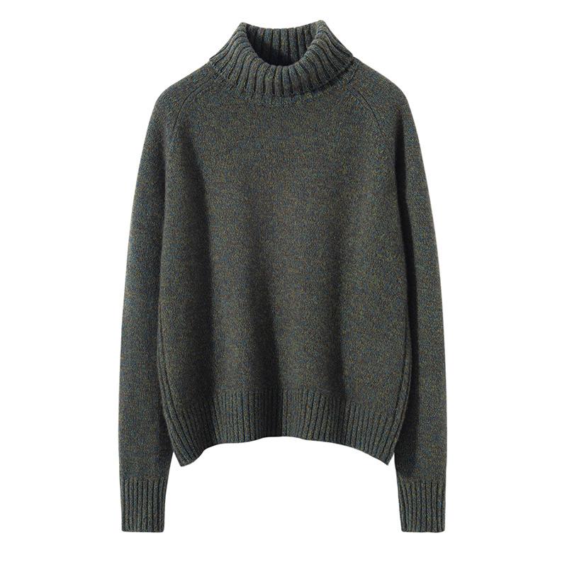 Women's Thickened Cashmere Sweater: High Neck, Loose Fit for Autumn & Winter, Warm Base Layer, Casual Knitwear