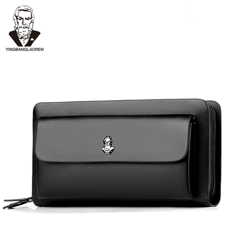 Chose One Men's Double Zipper Business Clutch: Large Capacity Phone & Multi-Card Slot Handbag zwart