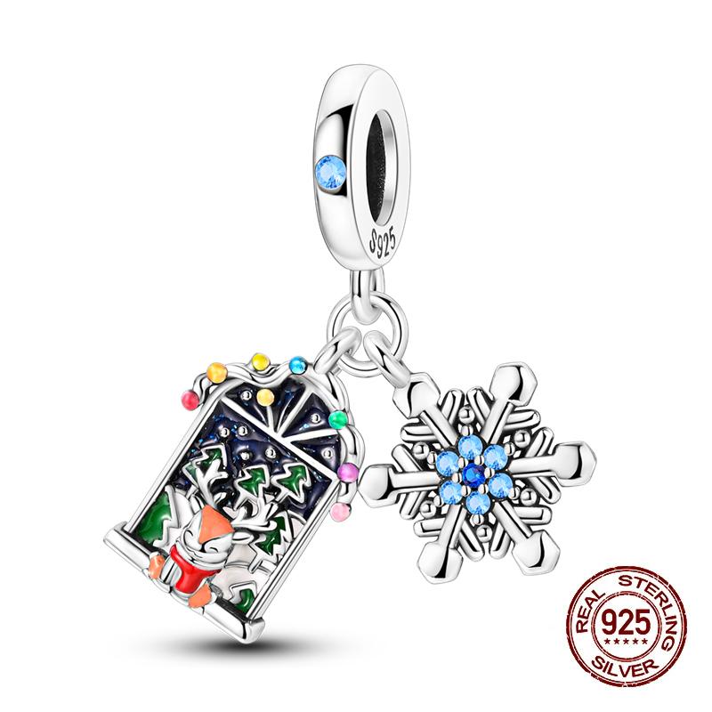 Winter Charms Copper Elk Bear Santa Claus Charms Beads Fit Original Bracelets For Women Diy Festival Jewelry Gifts