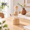 DIY Hand Painted Wood Crafts Wooden Movable Joints Animal Ornament, Doll Joint Ornaments Figures, Natural Decorative Desktop Art for Kids and
