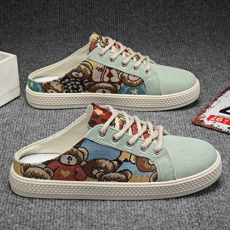 Fashion Men's Canvas Slip-On Shoes Breathable Soft Bottom Driving Loafers Spring Autumn Low Heel Pure Color Unisex Flat Footwear