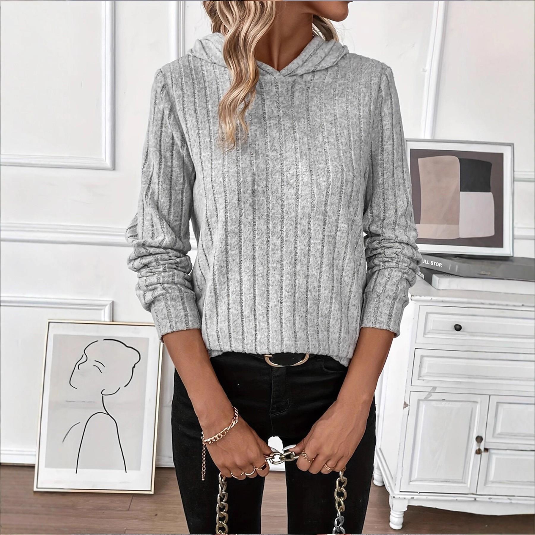 

Women’s European & American Style Hooded Sweatshirt - Long Sleeve, Loose Fit, Autumn Wear Extra Large серебряный серый