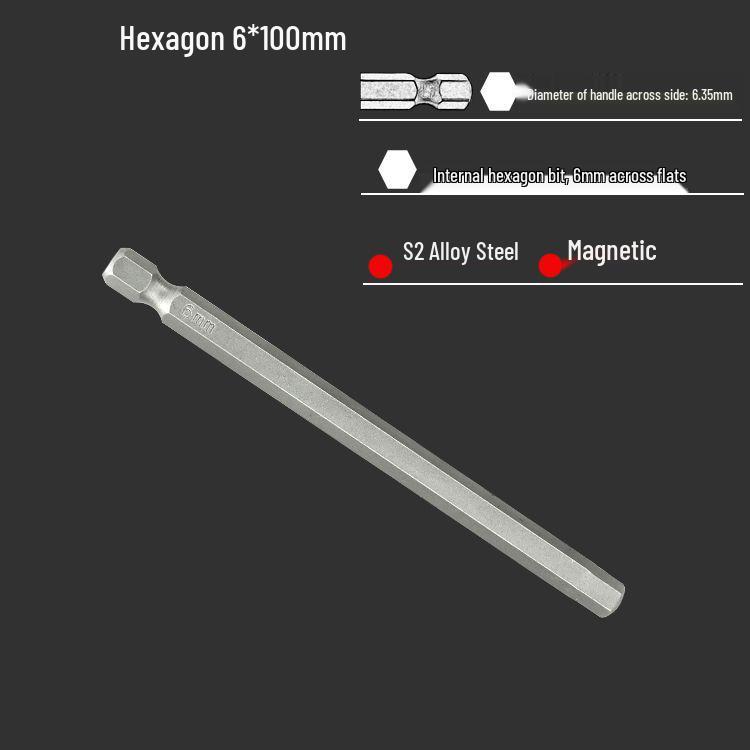 S2 Strong Magnetic Hex Socket Bit - High Strength, Shock Resistant for Hand Drills and Electric Screwdrivers