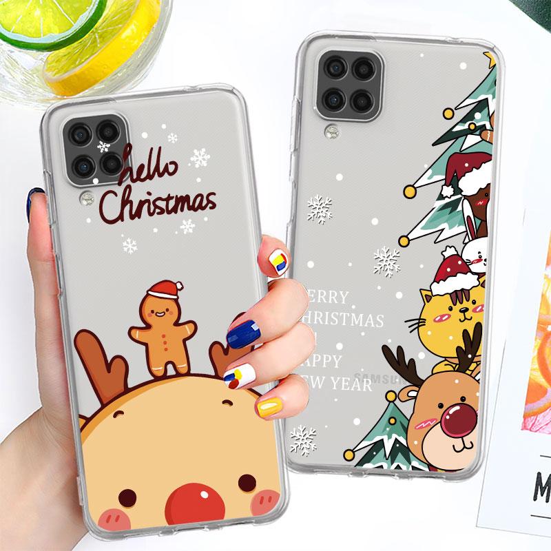 Clear Case For Samsung Galaxy A52 A12 A51 A32 A21s A71 A32 A22 50 A70 A31 A72 5G Phone Cover Snow Merry Christmas