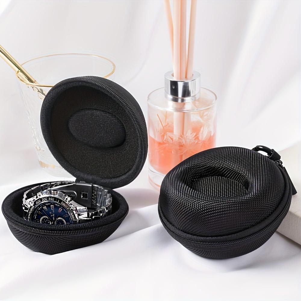 Heavy-Duty EVA Watch Storage Box with Zipper Closure - Scratch-Resistant Round Watch Organizer Case, Portable