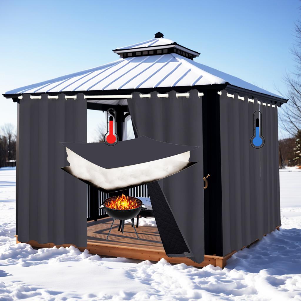 Perdele matlasate pentru interior, exterior, 100% opace, rezistente la apă, rezistente la vânt, draperii rezistente la fereastră Perdele groase de grădină termică pentru iarnă