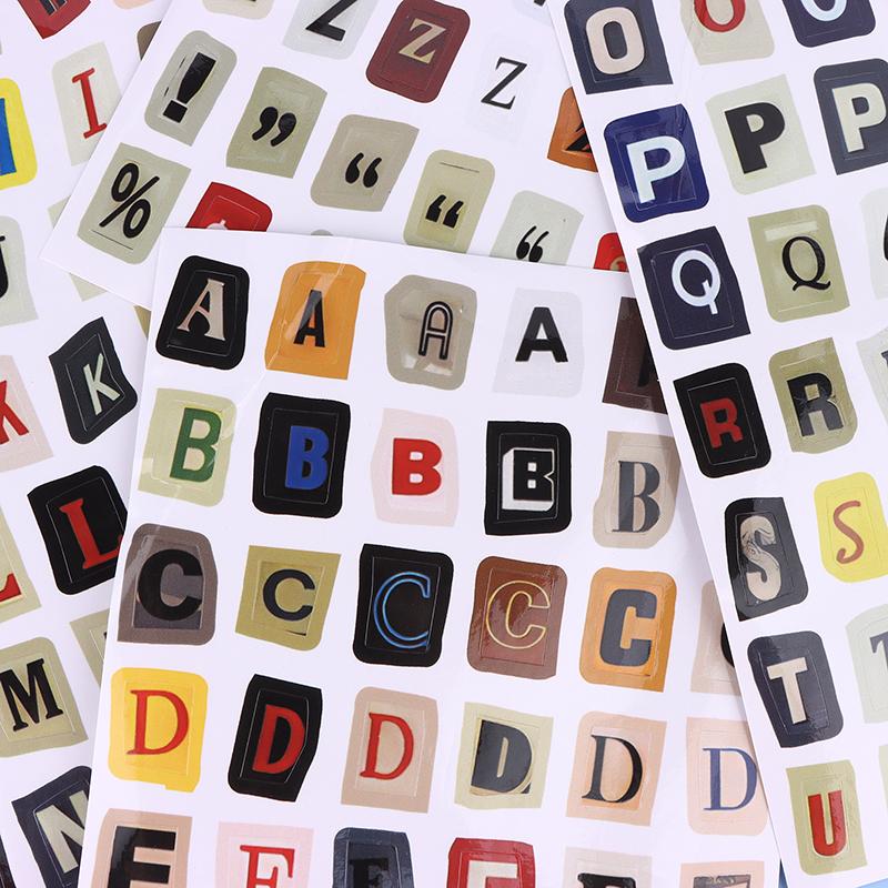 Alphabet, Number & Symbol Label Stickers Diy Scrapbooking Journal Supplies For Students (Decorative Collage Base)