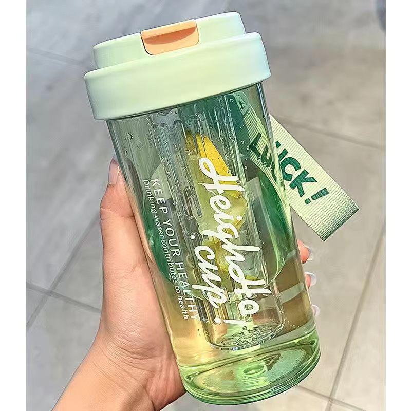 Stylish Summer Water Cup: Large-Volume, Heat-Resistant Plastic with Tea Infuser and Straw for Students