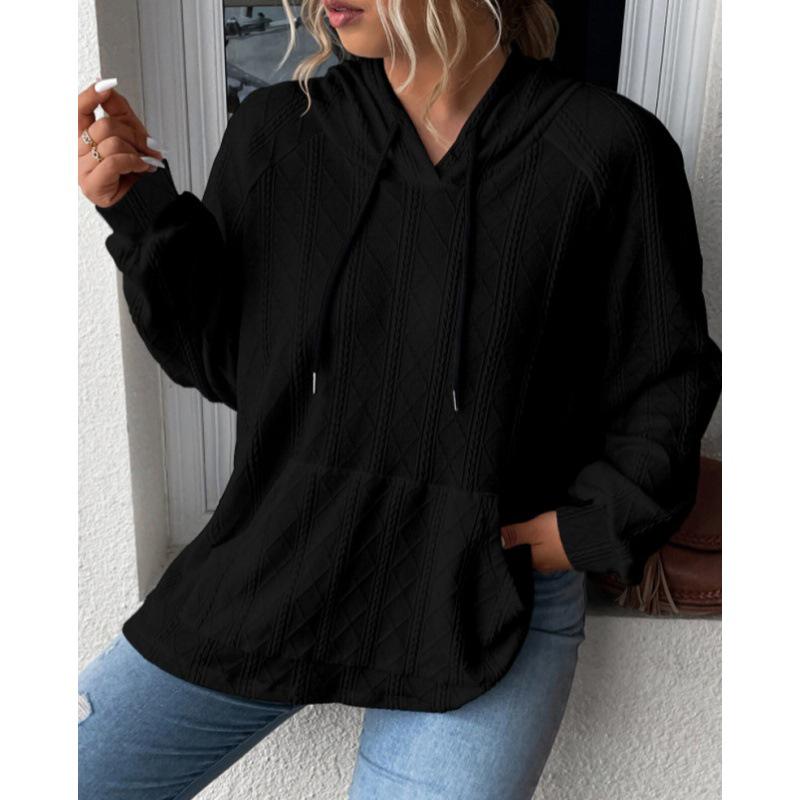 European and American Women's Jacquard Plus Size Hooded Sweatshirt - 2023 Autumn/Winter Collection