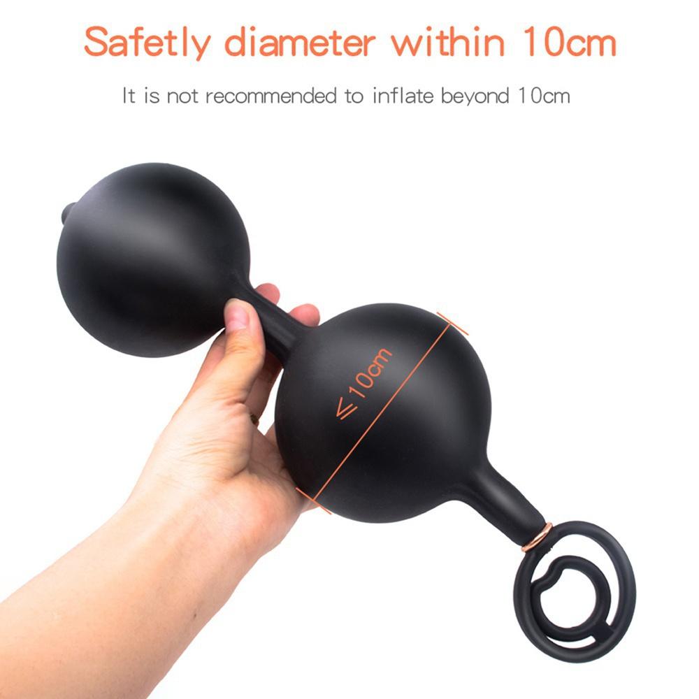 Inflatable Anal Plug with Steel Balls Prostate Massager G-spot Clit Stimulator Adult Toys for Men