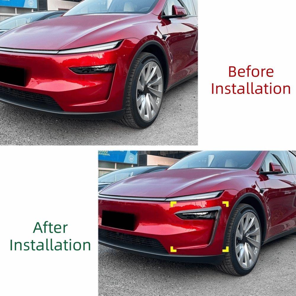 1Pair Carbon Look Fog Lamp Wind Fin Spoiler for Tesla Model Y 2024+ Juniper Body Enhancement