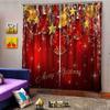 Günstige Frohes Neues Jahr Weihnachten Weihnachtsmann Rot Schnee 2 Stück Dünne Verdunkelung Fenstergardinen für Wohnzimmer Schlafzimmer Heimdeko
