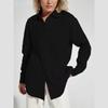 Women's Spring Summer Shirts Office Lady  Fashionable Solid Lady Long Sleeve Loose Tops Crepe Shirts