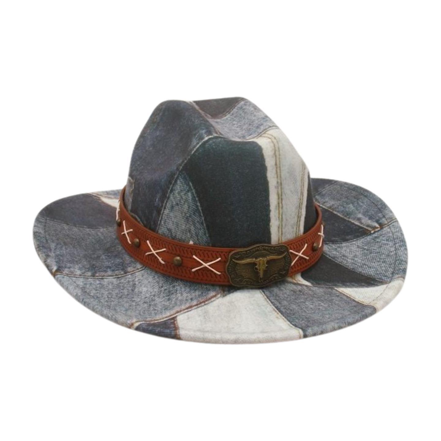 

Подорожі та відпустка Гарячий продаж Етнічний стиль Мода Вуличний стиль Дизайнерський стиль Фетровий капелюх Західний ретро Денім Циліндр [one word top] one size fits all