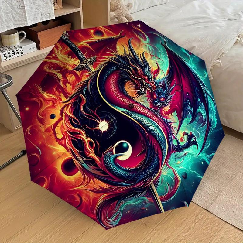 

1pc Dragon Yin Yang Symbol Automatic Folding Umbrella, Casual Outdoor Accessory, Birthday Festival Gift yy251126096