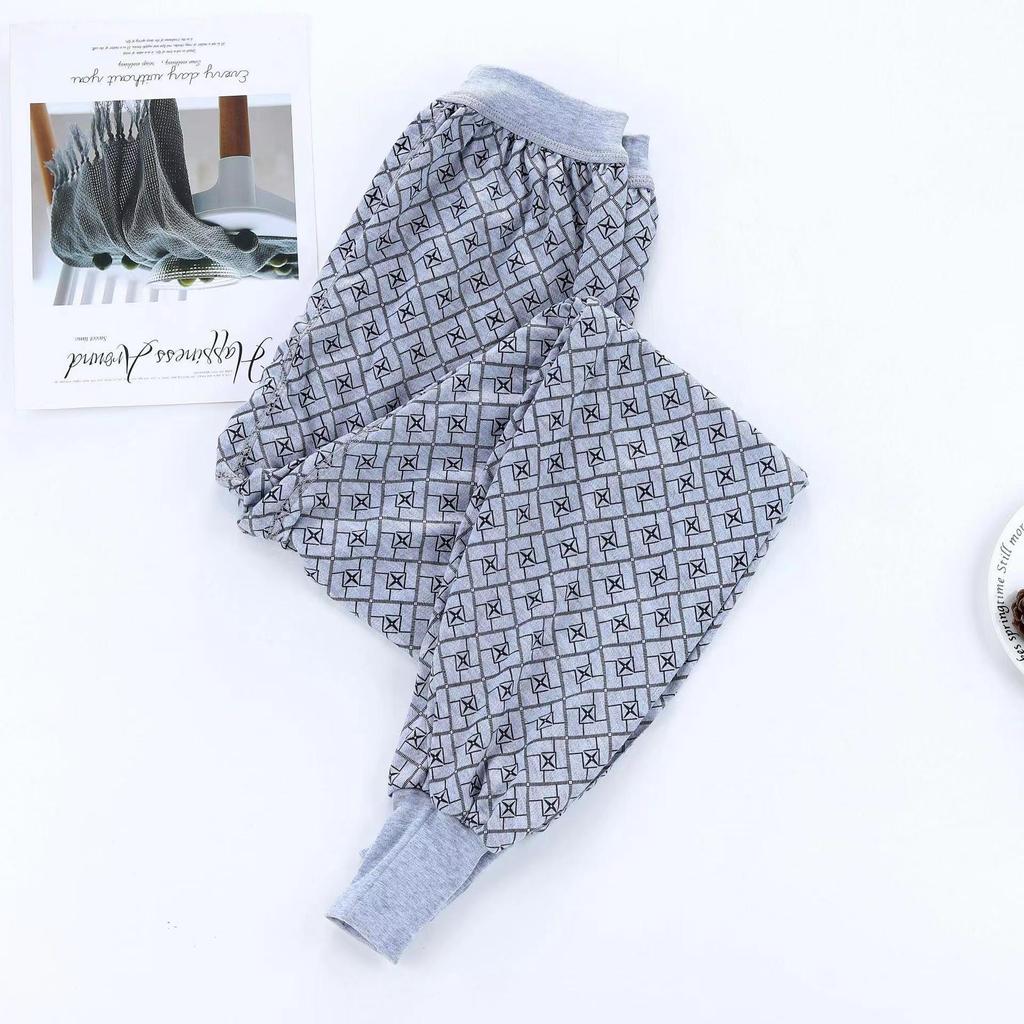 Men's Autumn Printed Trousers: Loose, Comfortable, and Elastic Polyester-Cotton for Middle-Aged and Elderly