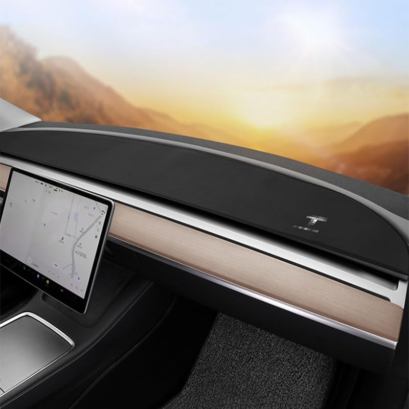 Dashboard Cover For Tesla Model 3 Model Y 2017-, Flannel Dash Cover With Silicone Anti-Slip, Accessories Interior For Tesla Model 3/Y 2017-