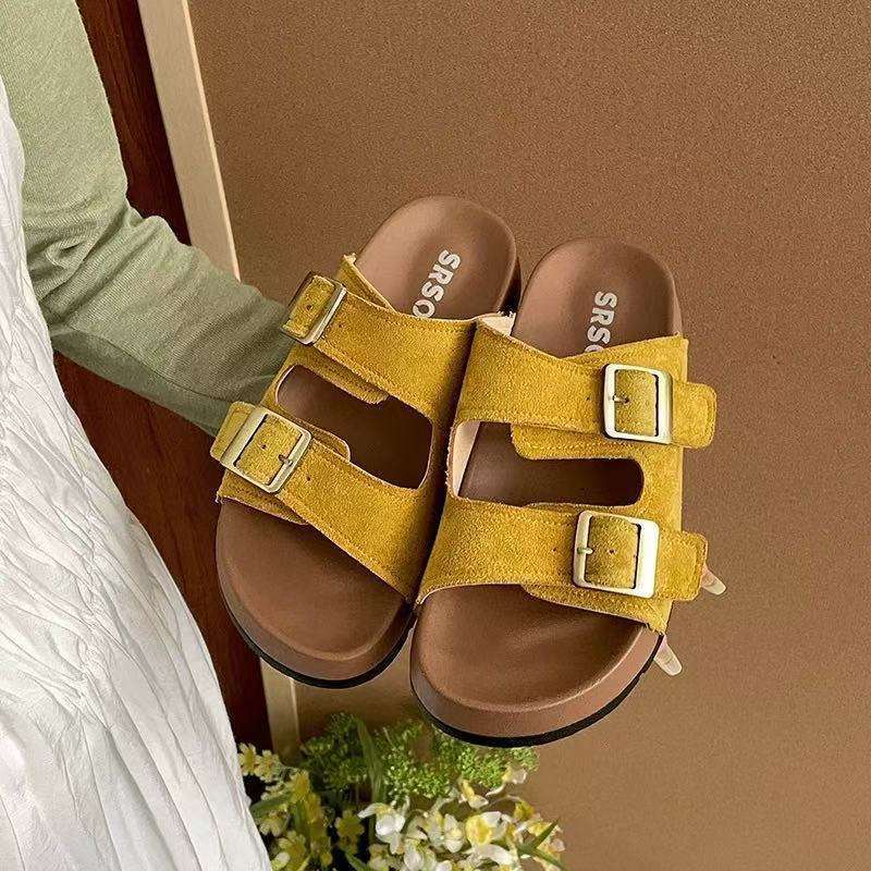 

Ретро шлепанцы на толстой подошве с увеличением роста женские лето 2025 новая модель простая нескользящая мягкая подошва шлепанцы Birkencool 40