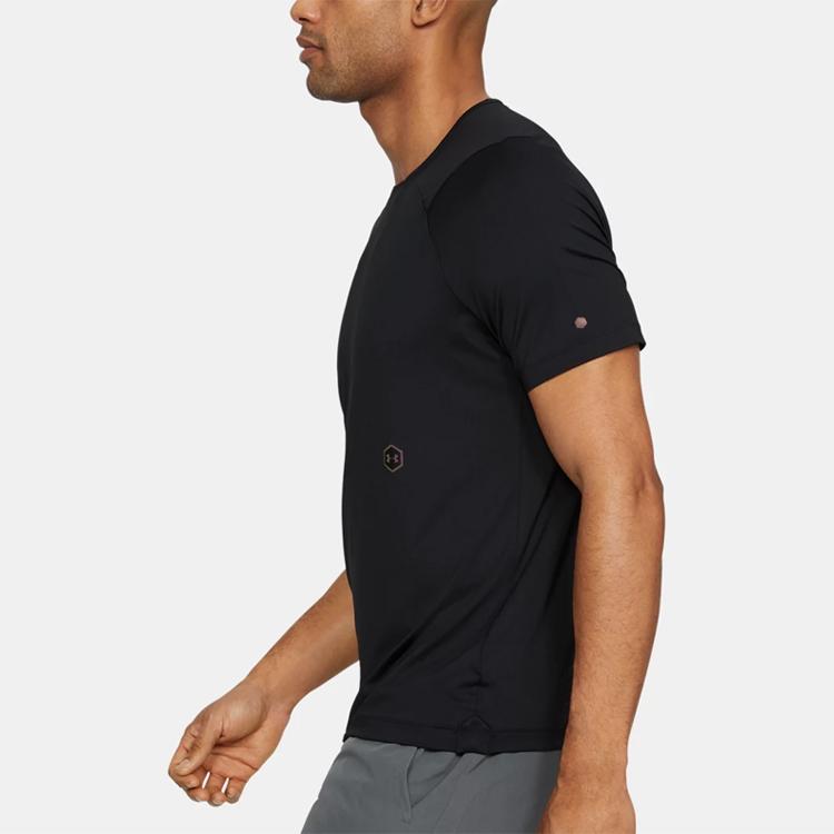 Under Armour Solid Color Sports Training Crew Neck Short Sleeve Raglan T-Shirt Men T-Shirts Black 1327641-001