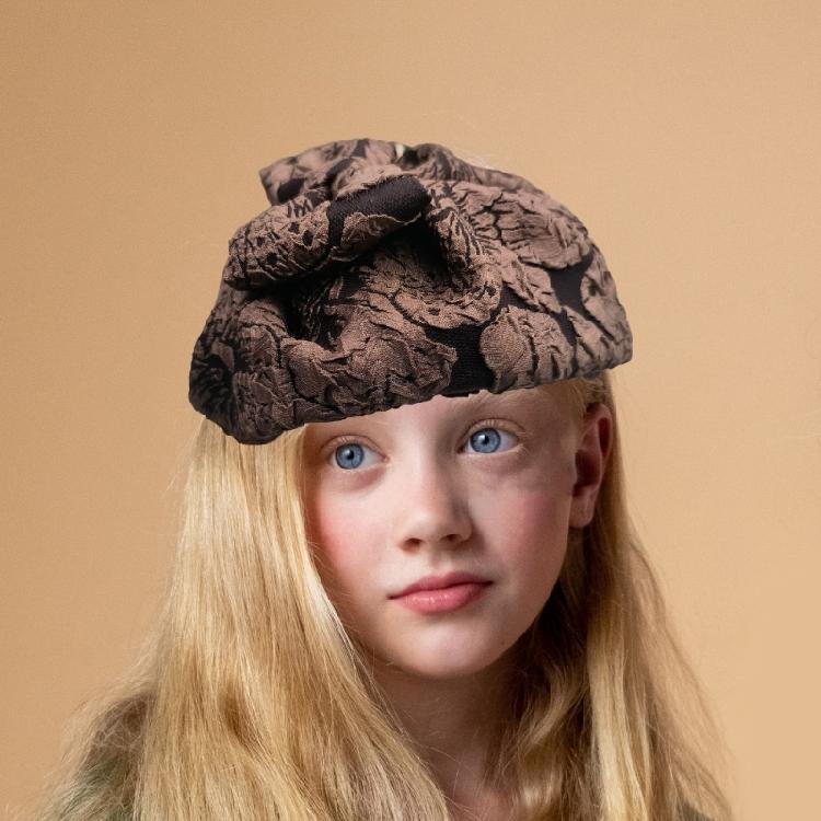 Textured Bowknot Fascinator Dark Hairpiece for Costume Parties Studded with Bowknot Headband for Wedding