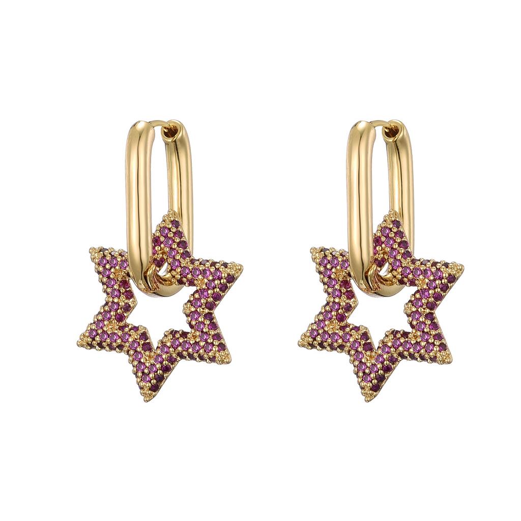 High Quality Zirconia Hoop Earrings for Women Elegant Star Copper Dangle Earrings Female Wedding Party Jewelry Couple Gift