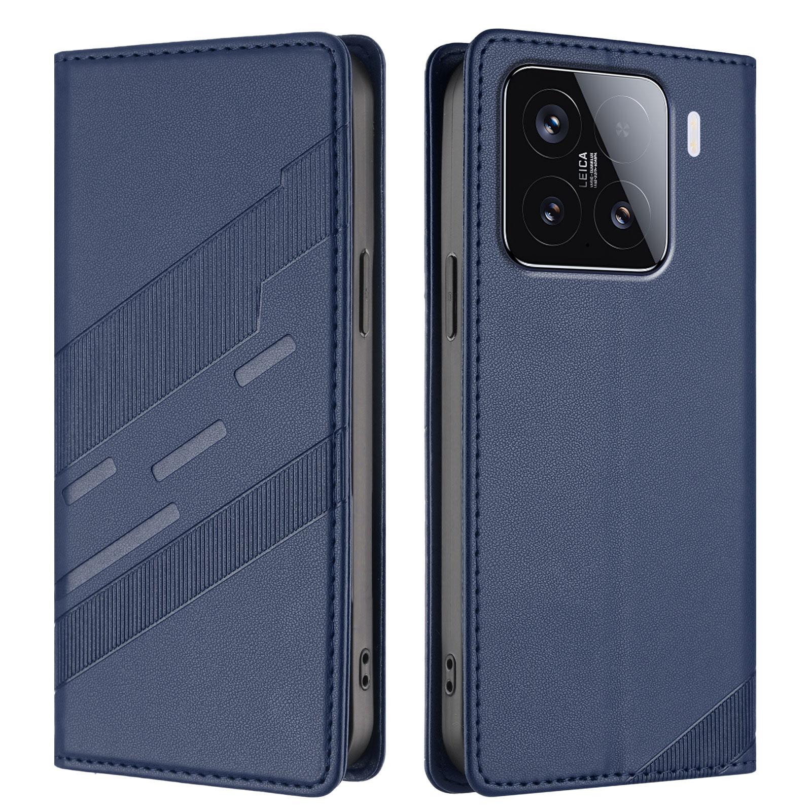 

Для Xiaomi 15 Чехлы для телефона Панк Стиль Тисненый Кошелек Подставка Кожаный Чехол Dark Blue