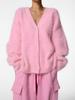 2024 Mink Hair V-Neck Cardigan: Loose Fit, Long Sleeve Sweater for Autumn/Winter Women