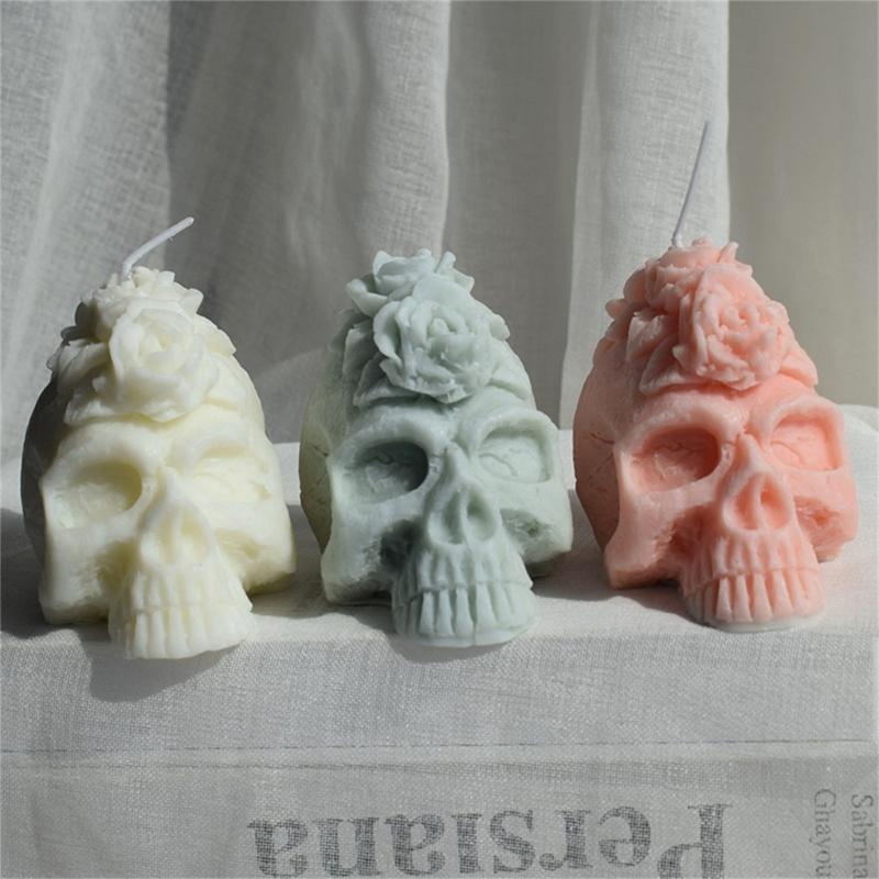 Rose Skull Head Silicone Mold Candle Soap DIY Handicraft Supplies for Beginners Starter Baking Decoration Accessory