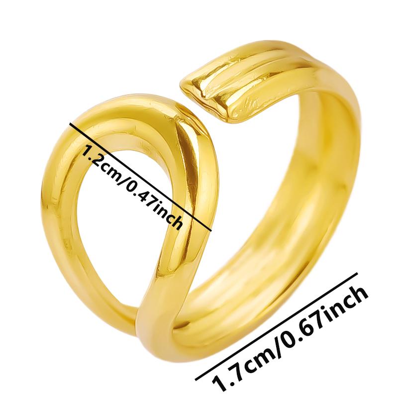 Simple Kpop Fashion Hollow Out Open Adjustable Stainless Steel Rings For Women Men Accessories Silver/Gold Color Jewelry Ring