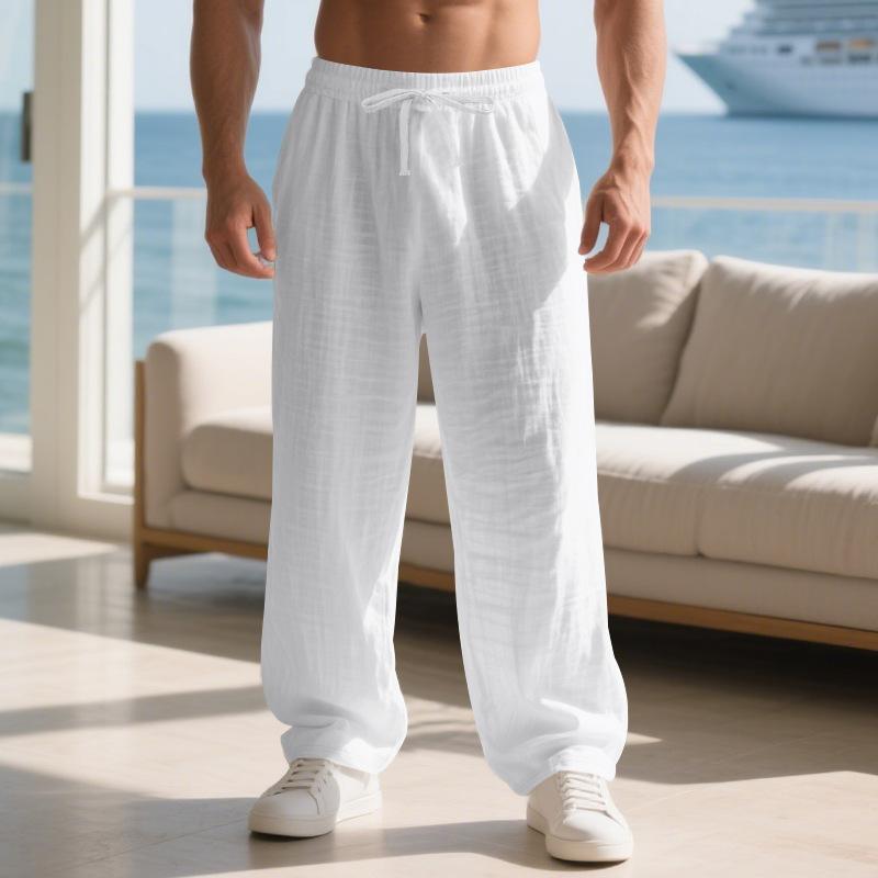 Loose-fit Men's Casual Homewear Linen Simple Light Luxury Sports Trousers