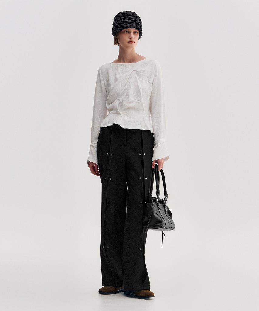 Kimjisu Pleated Snap Pants _ Black