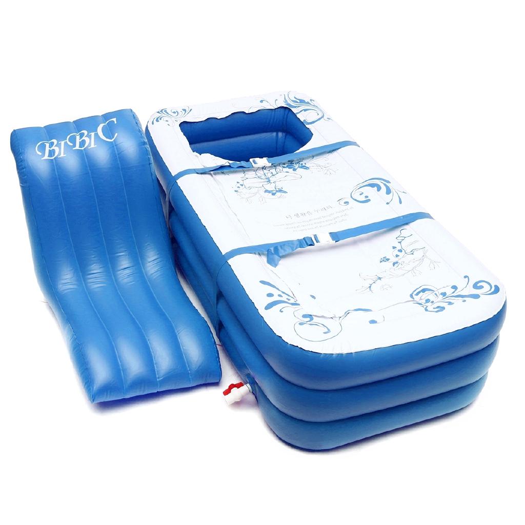 Neu Blau Große Größe Aufblasbare Badewanne SPA PVC Faltbar Tragbar Für Erwachsene Mit Luftpumpe Haushalt Aufblasbare Wanne