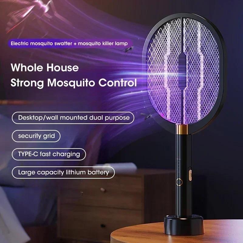Rechargeable 3000V UV Electric Mosquito Swatter, Portable USB Insect Killer for Indoor/Outdoor Home Garden Camping Travel