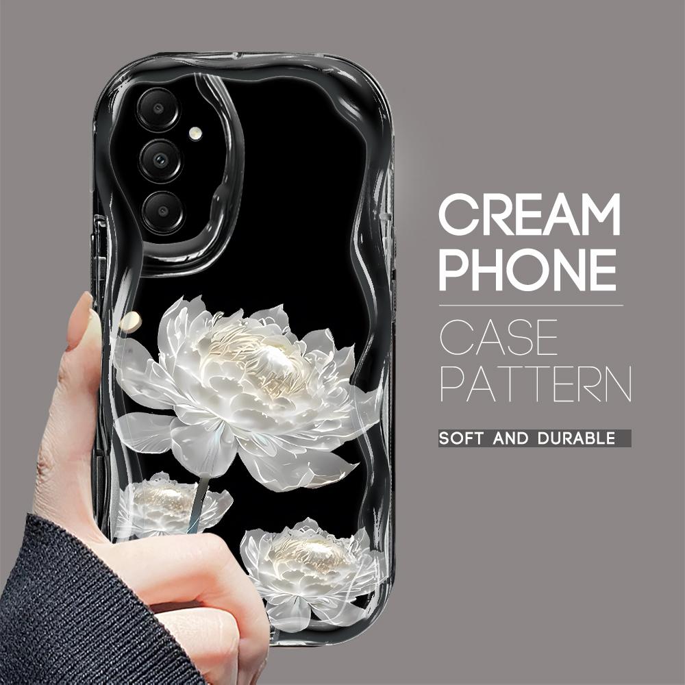 Cute Cartoon Pattern Cream Texture Casing Wavy Edge Soft Silicone Cover Phone Case for Samsung