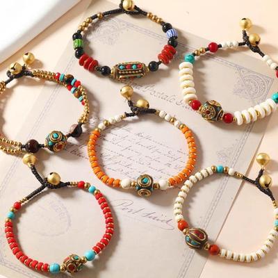 Women's Tibetan Ethnic Style Bracelet - Simple, Versatile, Retro, Personalized Nepal Bead Woven Accessory.