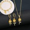 3pcs Lucky Plant Sunflower Rose Flower Necklace Jewelry Set Bracelet Earrings Charming for Women Girls Party Birthday Jewelry
