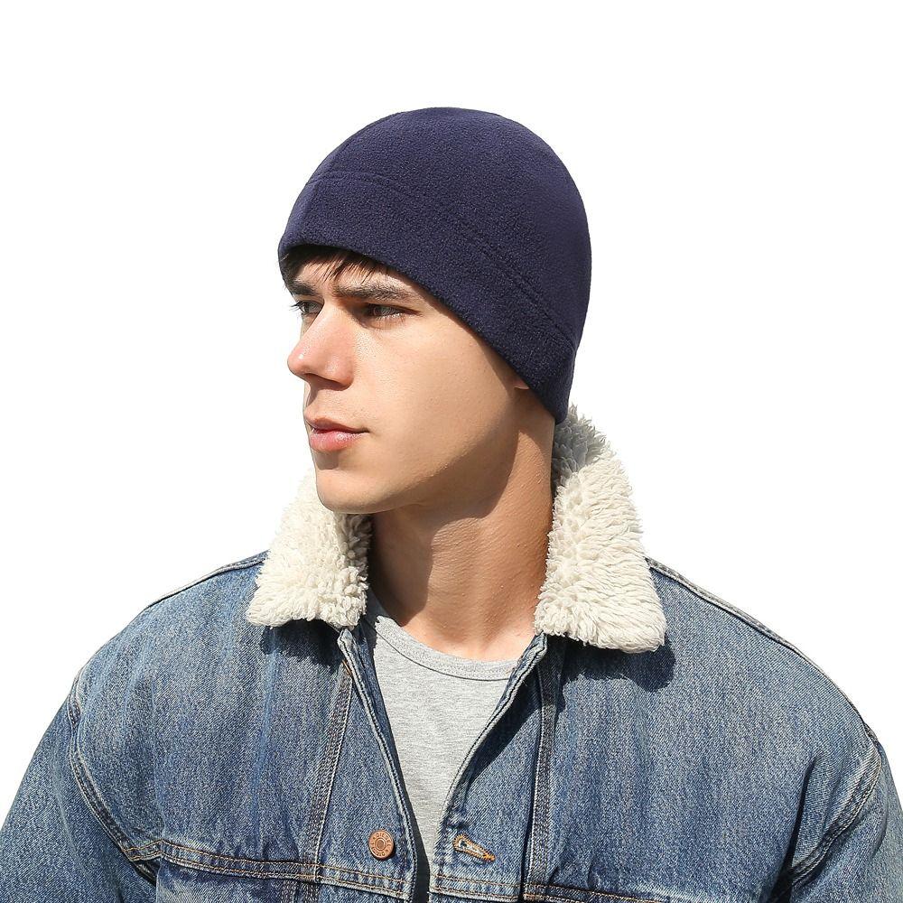 Slouchy Running Cycling Cap Polar Fleece Running Beanie Winter Ski Cap  for Men Women