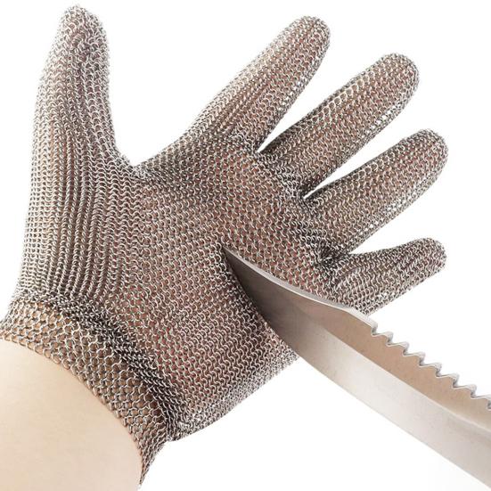 1Pc Cut Resistant Gloves A9 Protection Level Stainless Steel Safety Anti Cutting Gloves Adjustable Wrist Strap Gloves for Butcher Fishing Oyster