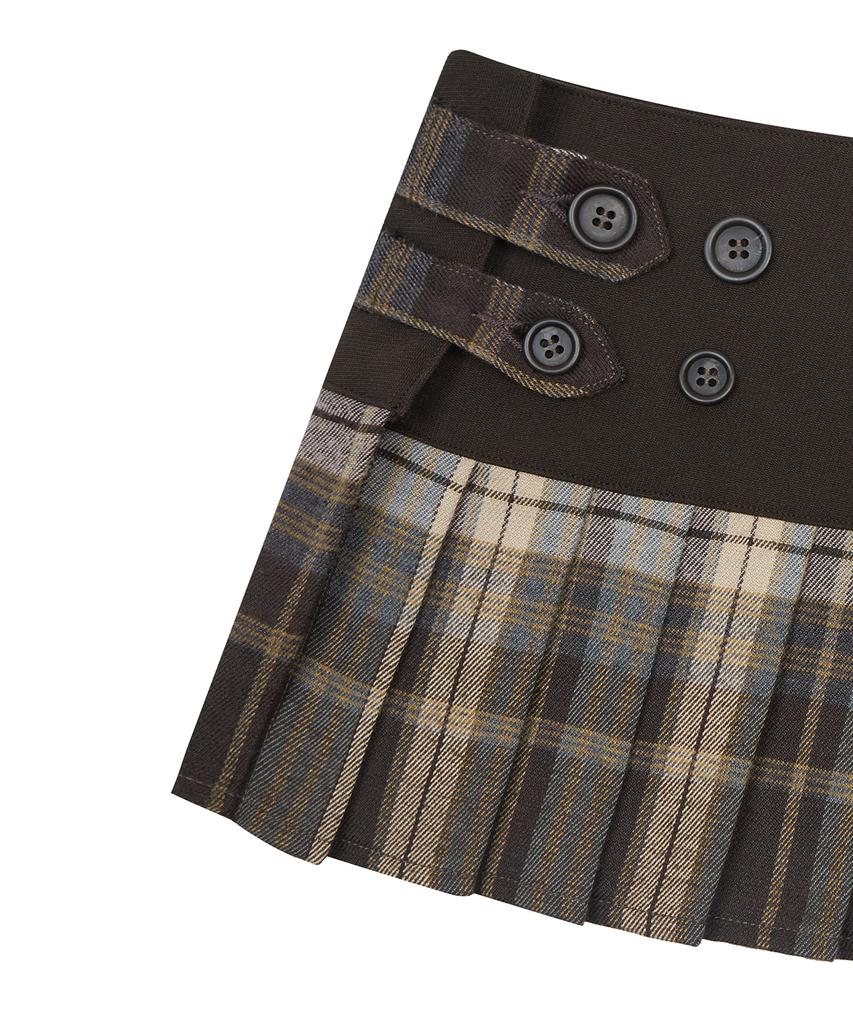 LARTIGENT L19 Check Pleats Wrap Set(Brown)