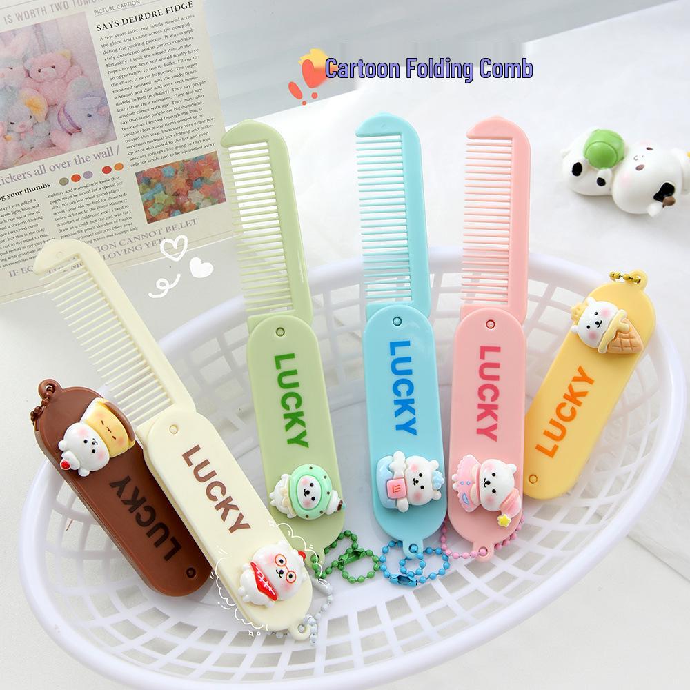 Portable Cartoon Folding Comb for Kids & Women's Bangs - Cute & Compact Hair Styling Tool