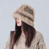 Plush Bag Head Showing Face Small Fur Bucket Hat Bag Face Knitted Hat Women'S Autumn And Winter Warm Wool Hat Cold